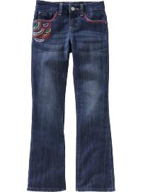 Girls Embroidered Boot-Cut Jeans