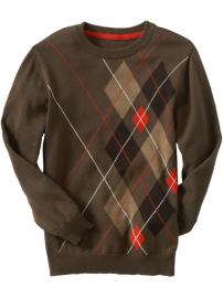 Boys Argyle Crew-Neck Sweaters