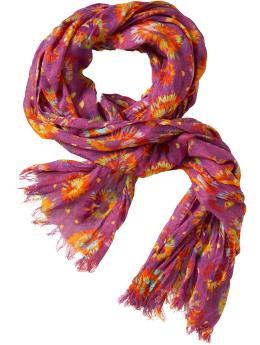 Women's Floral-Starburst Gauze Scarves