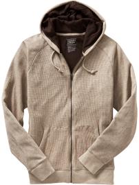 Mens Thermal Jersey-Lined Zip Hoodies