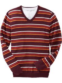 Men's Striped V-Neck Sweater