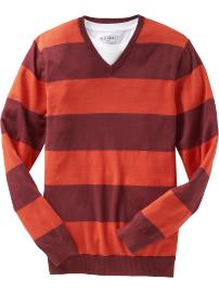 Men's Rugby-Stripe V-Neck Sweaters