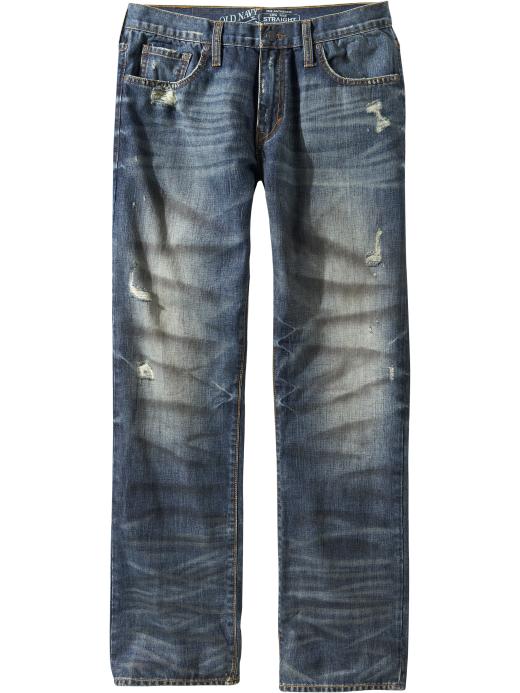 Old Navy Mens Distressed Straight-Leg Jeans