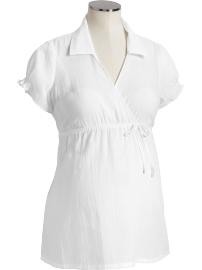 Maternity Semi-Sheer Cross-Front Tops