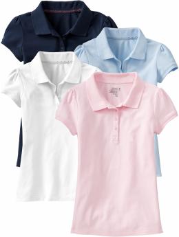 Girls Pique Uniform Polo 4-Packs
