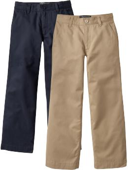 Boys Plain-Front Khaki 2-Packs