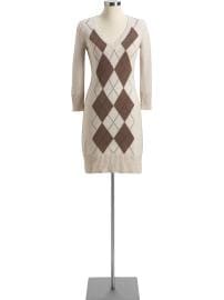 Women's Argyle V-Neck Sweater Dresses