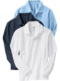 Boys Long-Sleeve Uniform Polo 3-Packs