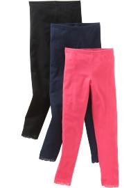 Girls Lace-Trim Legging 3-Packs