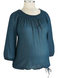 Maternity Ruffle-Neck Sheer Tops
