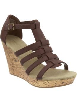 Old Navy Womens Faux-Leather Cage Wedges