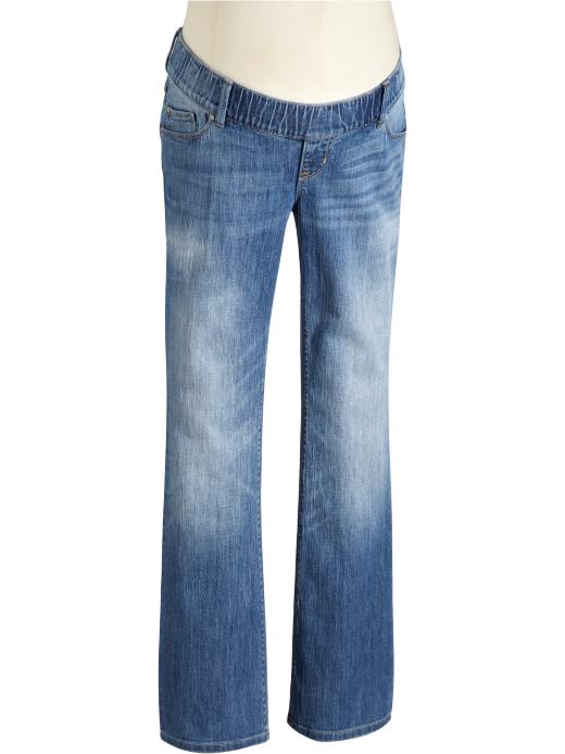 Maternity Woven-Waist Boot-Cut Jeans