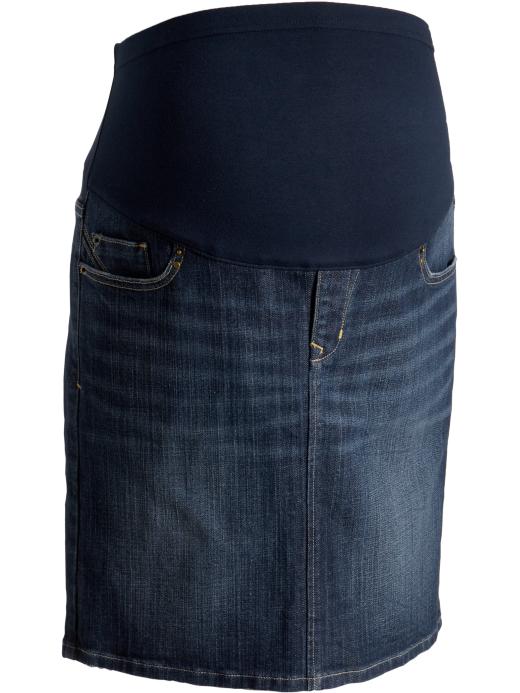 Maternity Full-Panel Denim Skirts