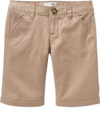 Girls Plain-Front Uniform Bermudas