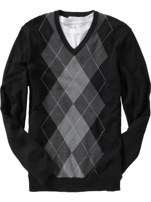Old Navy Mens Argyle V-Neck Sweaters