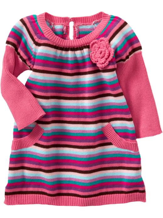 Old Navy Multistripe Rosette Sweater Dresses For Baby