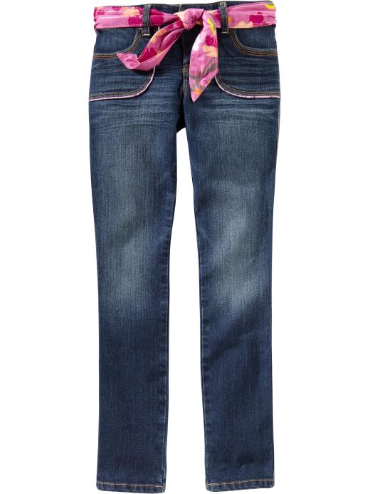 Old Navy Girls Belted Pipedtrim Skinny Jeans