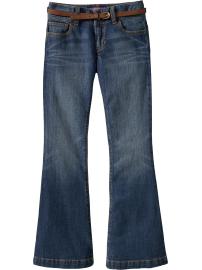 Girls Belted Flare Jeans
