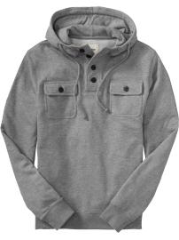 Men's Buttoned Mock-Neck Hoodies