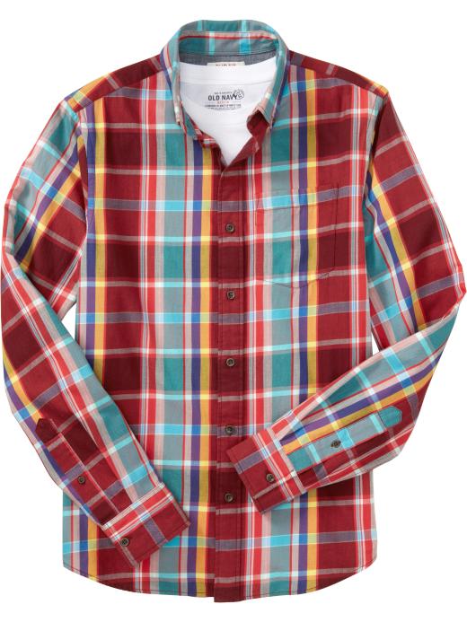 Old Navy Mens Plaid Slim-Fit Shirts