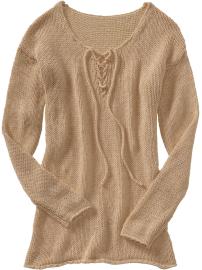 Women's Lace-Up Tape-Yarn Sweaters