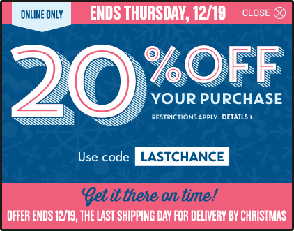 Save 20% - Use Code LASTCHANCE