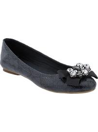 Women's Faux-Gem Ballet Flats