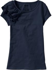 Girls Ruffle-Shoulder Jersey Tees