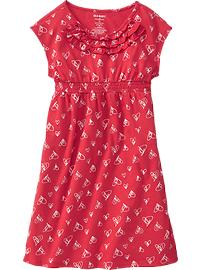Girls Ruffle-Neck Dresses