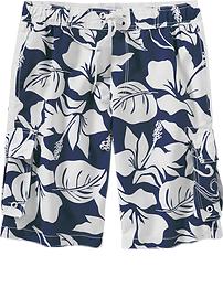 Men's Hibiscus Hybrid Swim Trunks