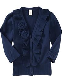 Girls Ruffled Rosette Cardigans