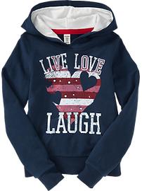 Girls Embellished Graphic French Terry Hoodies