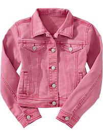 Girls Overdyed Red-Denim Jackets
