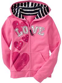 Girls "Love" Graphic French Terry Hoodies