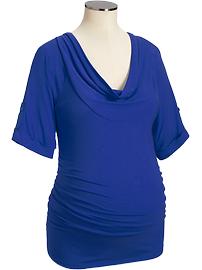 Maternity Cowl-Neck Button-Tab Tops