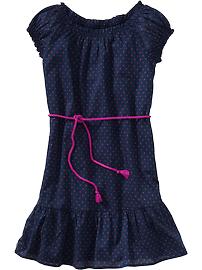Girls Polka Dot Rope-Belt Dresses