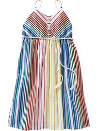 Girls Multi-Stripe Rope-Belt Sundresses