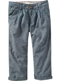 Girls Pleated Chambray Capris