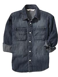 Boys Long-Sleeve Chambray Shirts