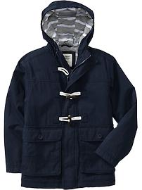 Boys Hooded Canvas Toggle Coats