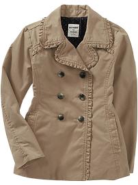 Girls Ruffled-Twill Trench Coats