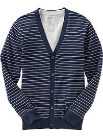 Men's Thin-Striped V-Neck Cardigans