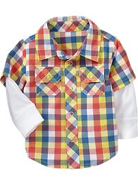 2-in-1 Checkered Poplin Shirts for Baby