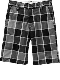 Boys Plaid Plain-Front Shorts