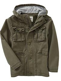 Boys Hooded Twill Military Jackets