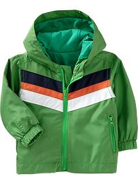 Jersey-Lined Chevron-Stripe Windbreakers for Baby