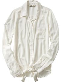 Women's Tie-Hem Drape Shirts