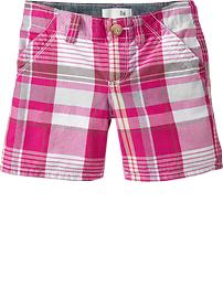 Girls Plaid Roll-Up Shorts