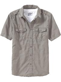Men's Military-Style Linen Shirts
