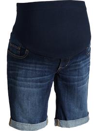 Maternity Full-Panel Denim Bermudas (9")